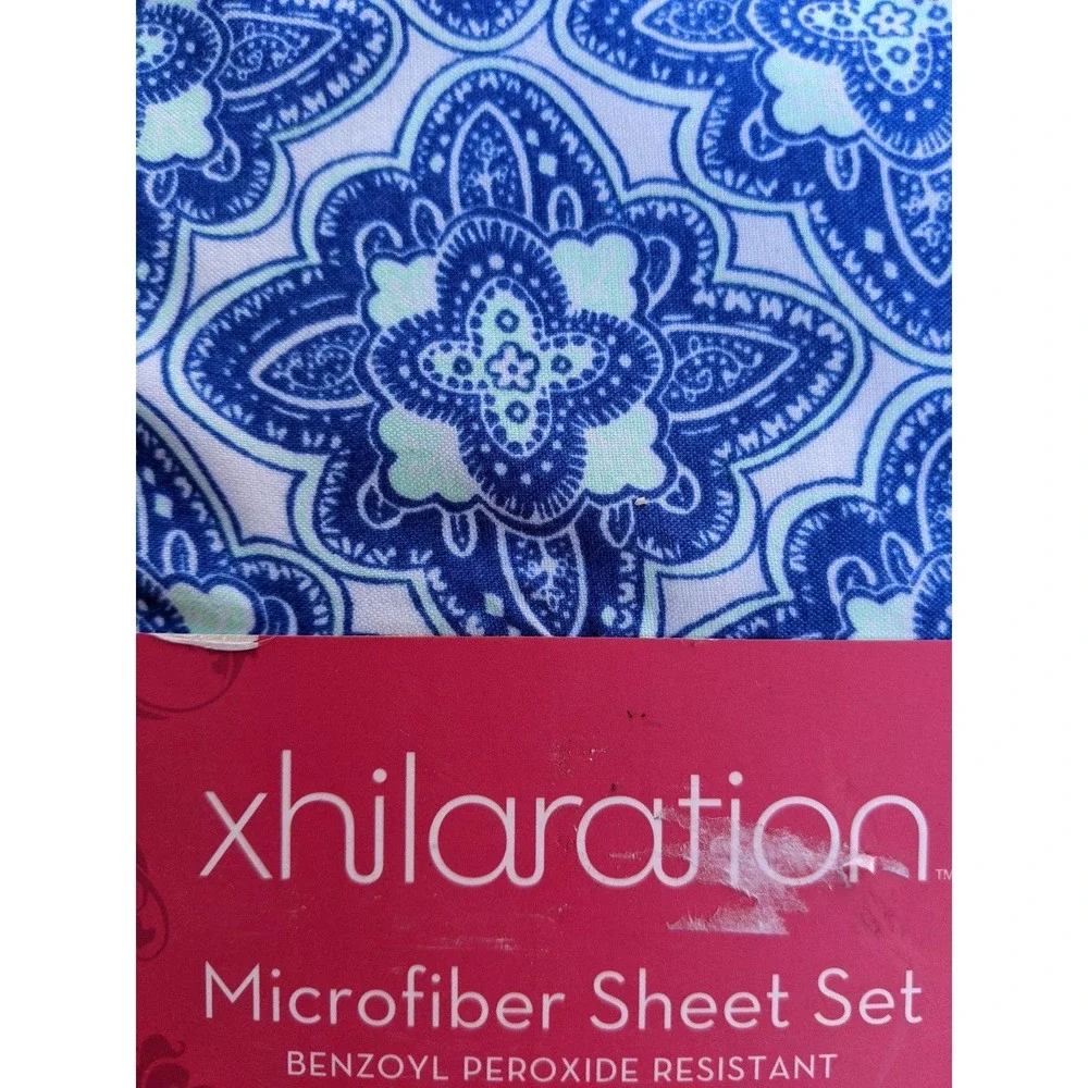 xhilaration 3-Piece Blue & Mint Disco Medallion Microfiber Sheet Set Twin